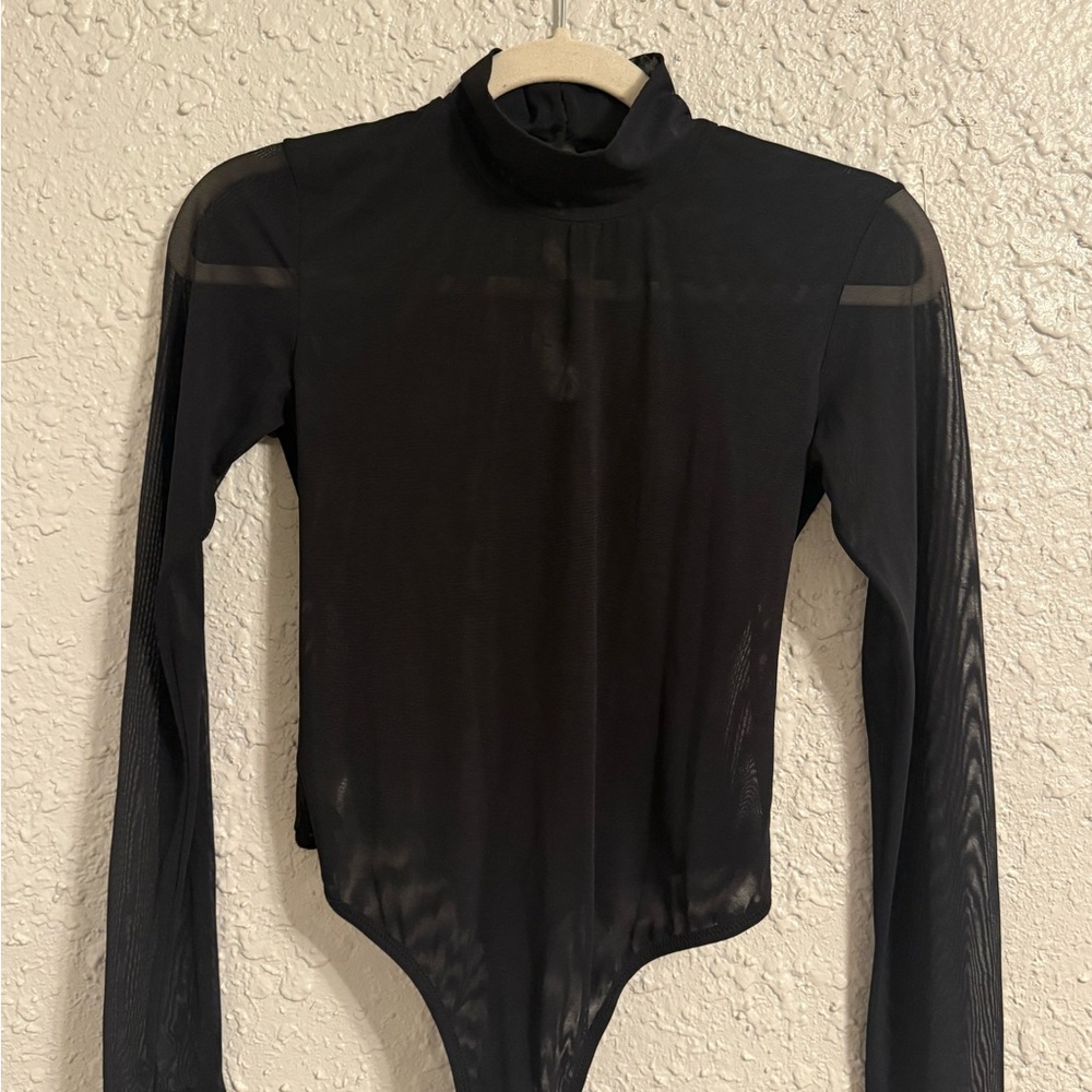 Black Sheer Long Sleeve Bodysuit